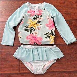 ⭐️⭐️ PICK 5 / $20 Carter's Blue Floral Kids Swim Rashguard Set 12M